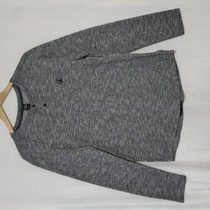 Volcom Grey Heather Cotton Long Sleeve Henley Casual Logo Adult Size S